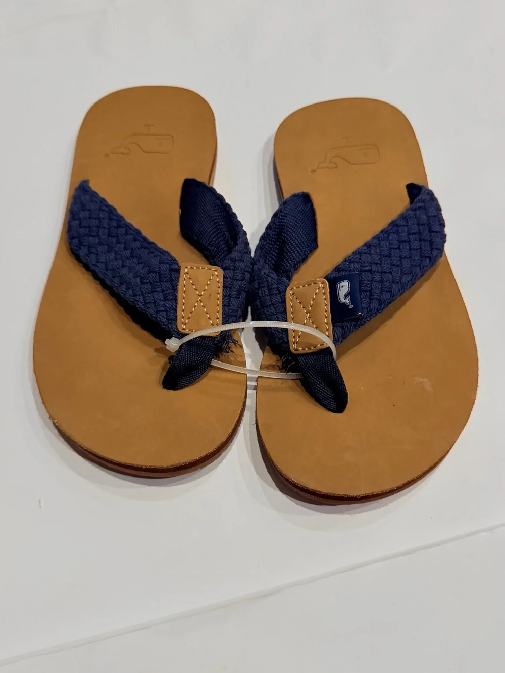 Vineyard Vines Kids Navy Braided Strap Flip Flops